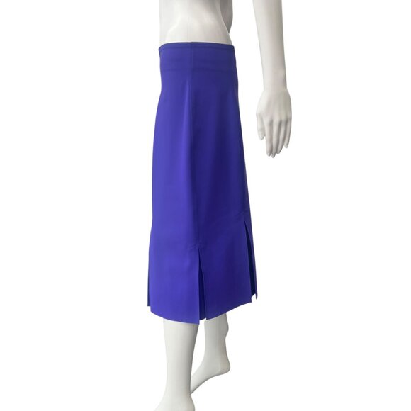 $275 Maria Pinto Purple Pleated Midi Scuba Stretch Skirt size Large - Picture 5 of 7